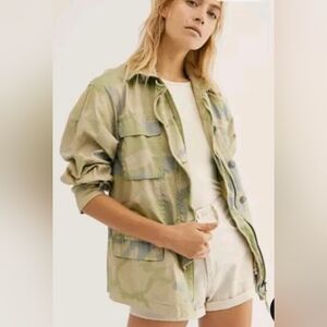 Free People Green Camouflage Utility Jacket